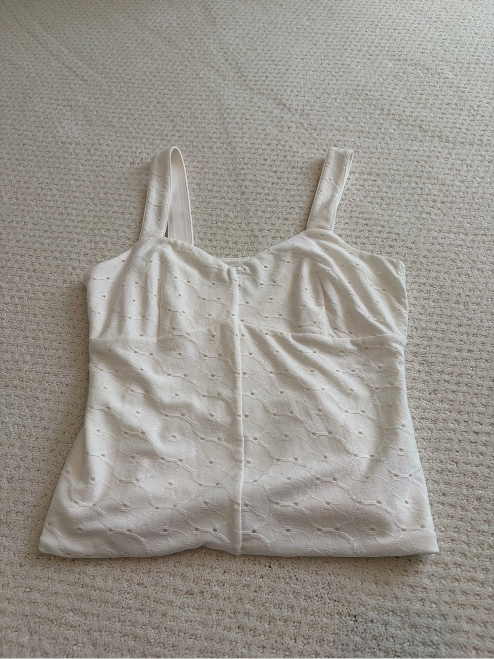 CABI Women’s Cream Eyelet Tank Top - Sleeveless Summer Top Small